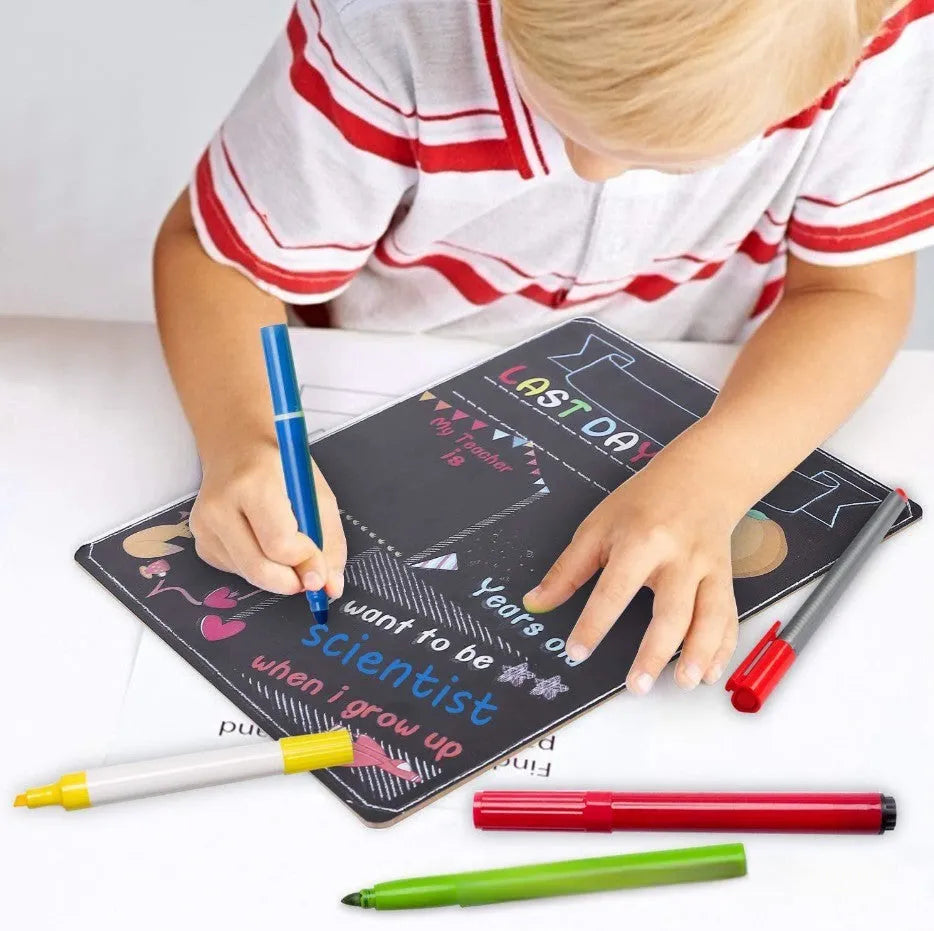 Wooden first day of school blackboard ornament with modern simplicity design