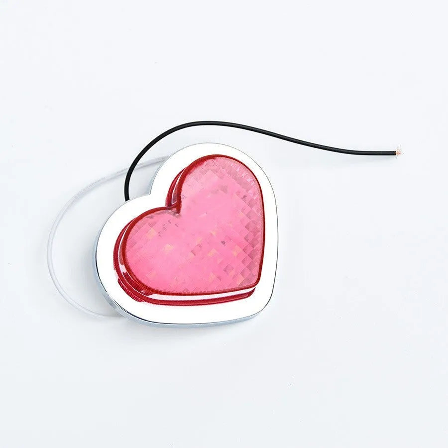 Red heart-shaped LED car sidelight for 12V vehicle fender mounting