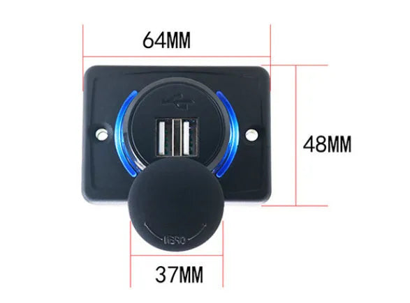Black vehicle USB charger with 12-24V input and 3.1A output for car device charging