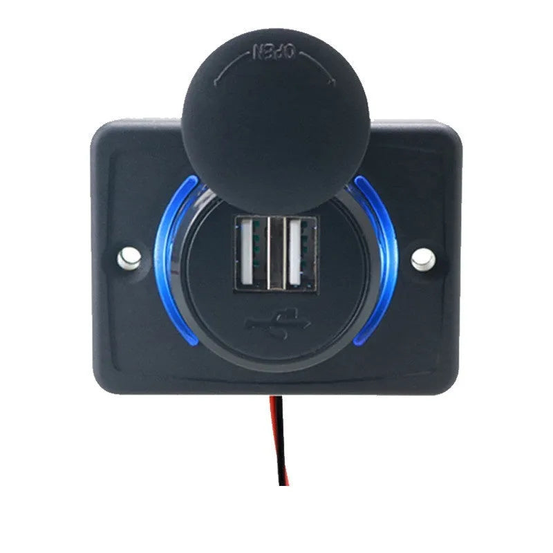 Black vehicle USB charger with 12-24V input and 3.1A output for car device charging