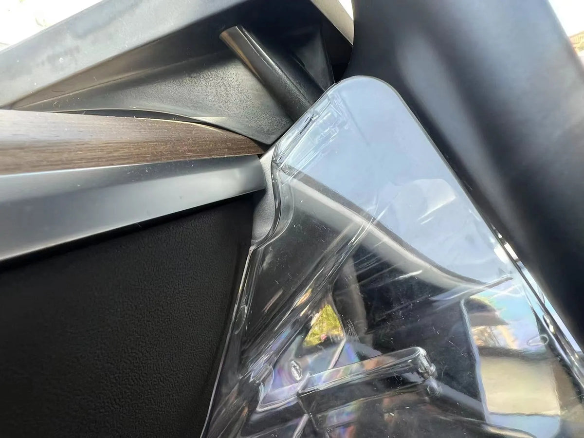 Black ABS storage box for under the Tesla Model 3 Y touchscreen, showing ETC card slot and napkin box compartment.