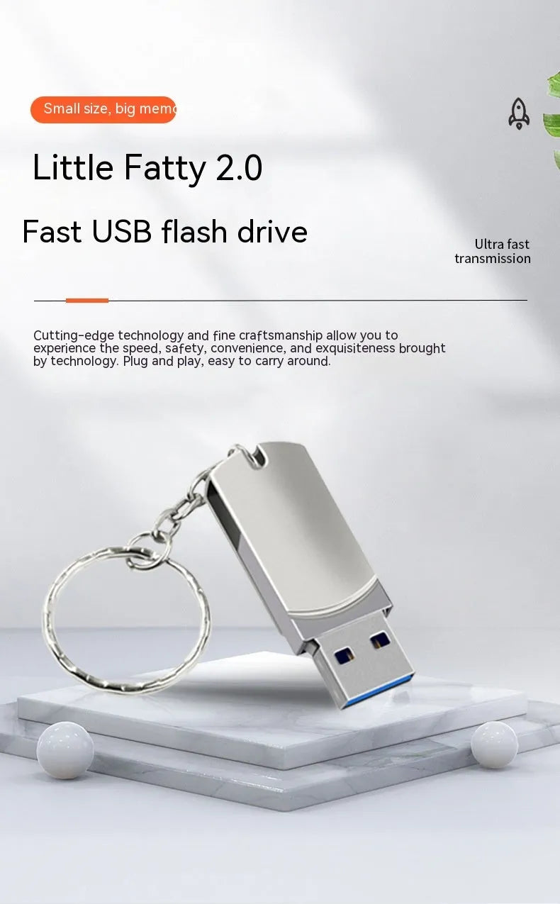 White metal rotary USB flash drive showing compact dimensions and rotating cover mechanism