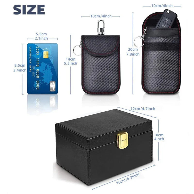 Carbon fibre anti-theft shielding box with two key cases for RFID protection