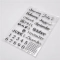 Transparent silicone calendar stamp featuring a digital table icon design on a white background.