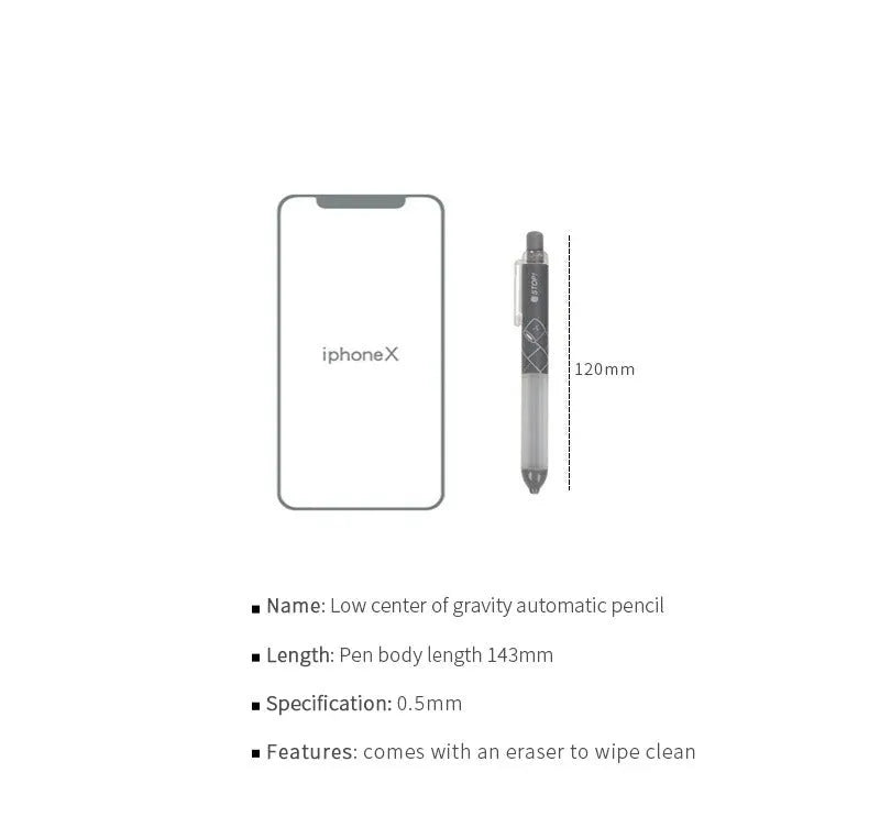 Black and white 0.5mm mechanical pencils with cloud grip design on a minimalist background