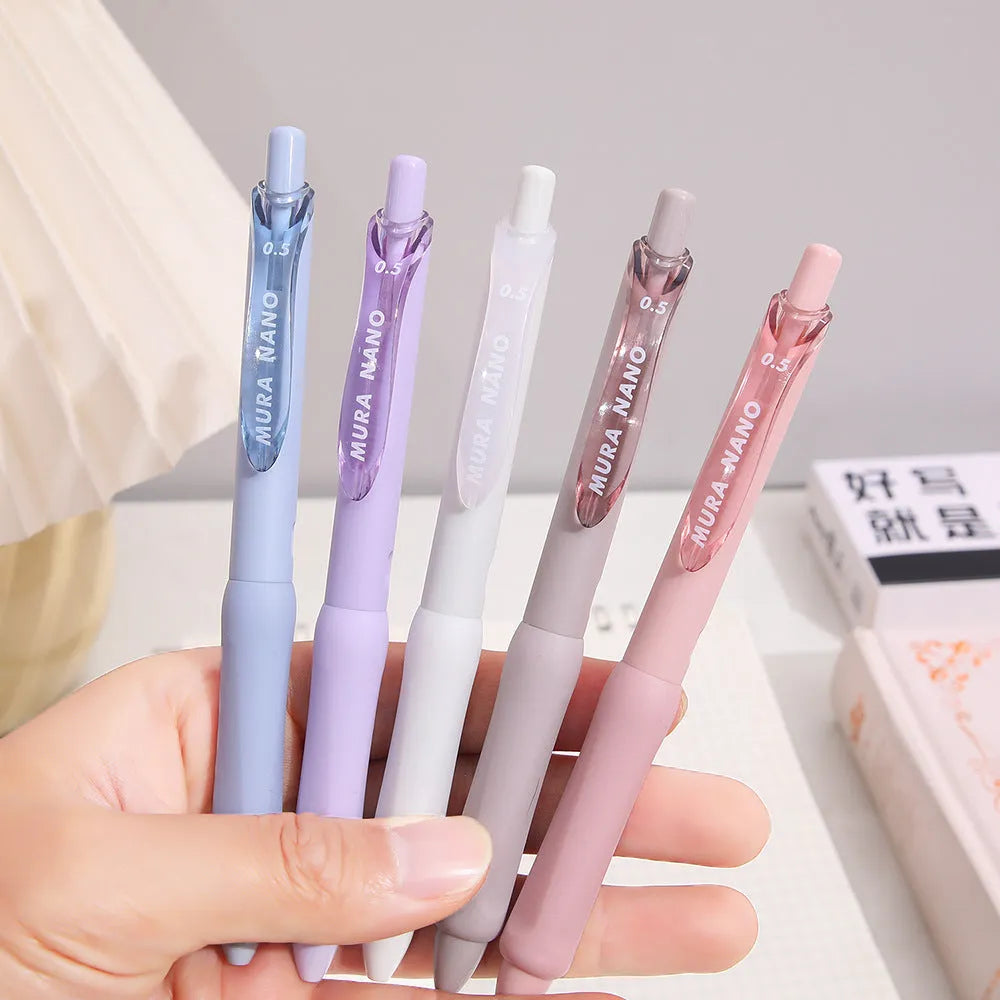 Macaron colour press gel pen showing 0.5mm tip and three smoked colour options