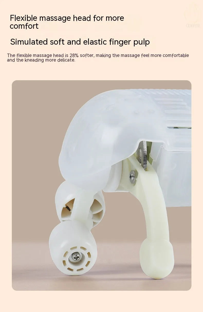 Creamy white rechargeable shoulder and neck kneading massager with infrared physiotherapy