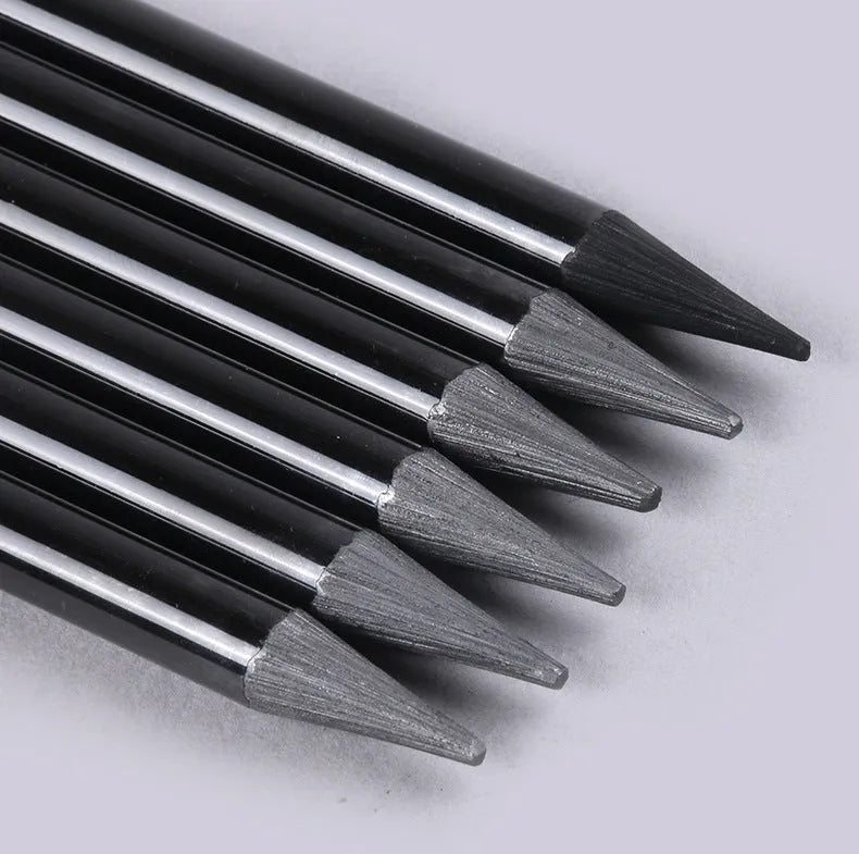 Carbonized and graphite pencil suit with nine wooden pencils on a suction card packaging