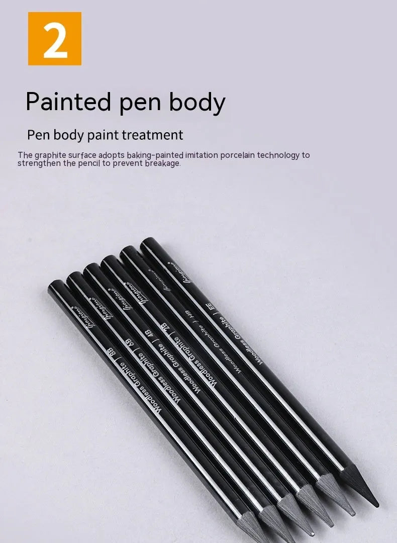 Carbonized and graphite pencil suit with nine wooden pencils on a suction card packaging