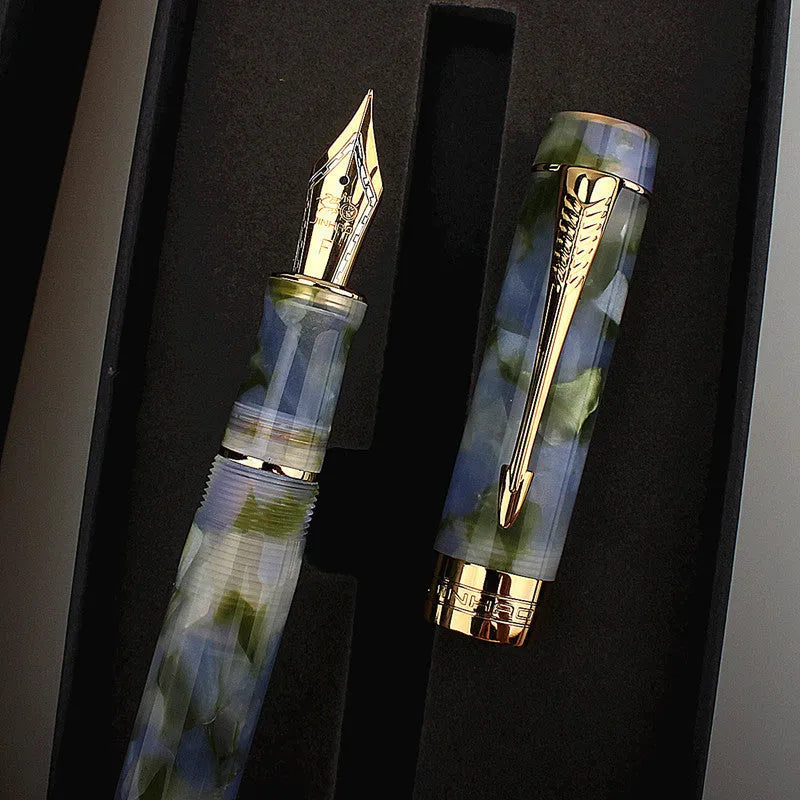 Deep Bath Green metal ballpoint pen showing three tip options: 0.5mm fine, 0.7mm medium and 1.0mm graphic