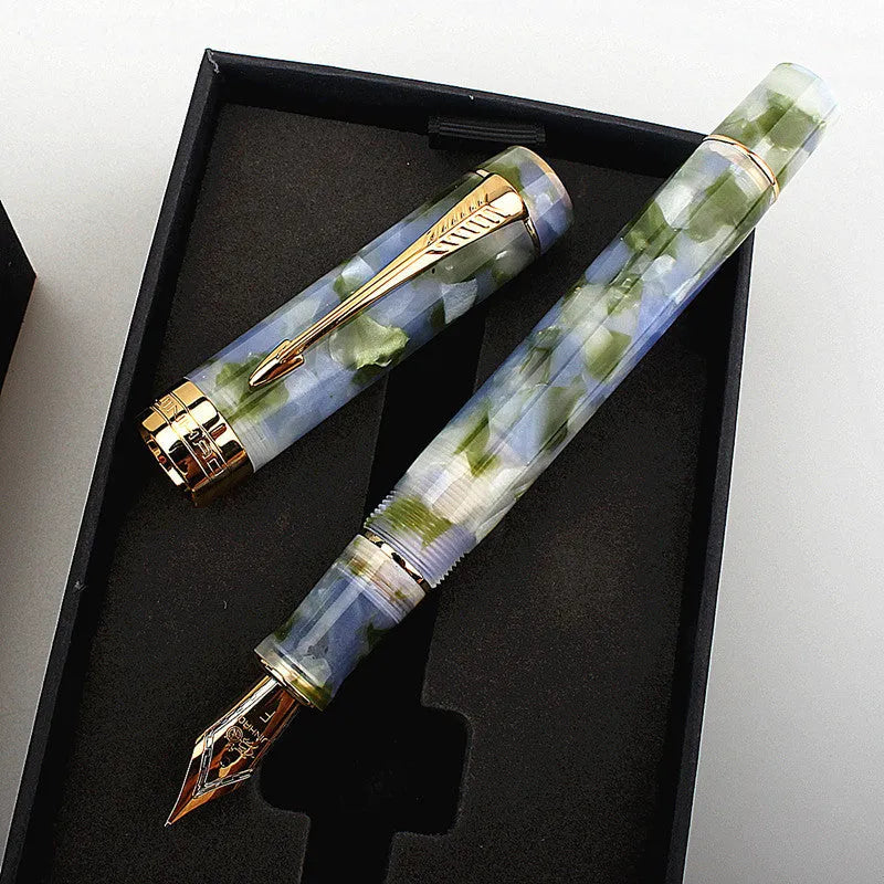 Deep Bath Green metal ballpoint pen showing three tip options: 0.5mm fine, 0.7mm medium and 1.0mm graphic