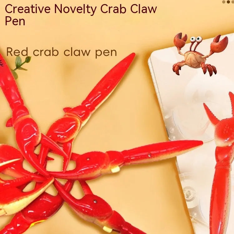 Crab claw pressing ballpoint pen with removable crab toy clip on white background