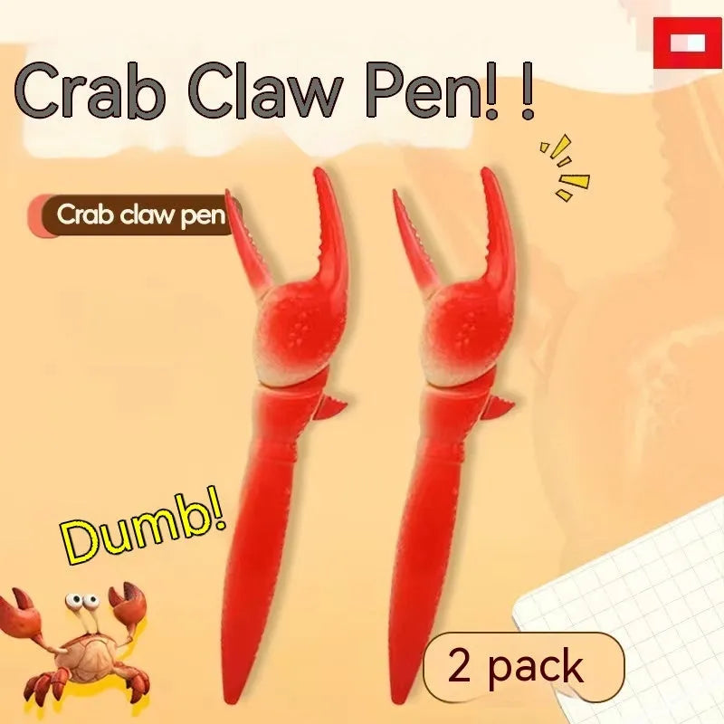 Crab claw pressing ballpoint pen with removable crab toy clip on white background