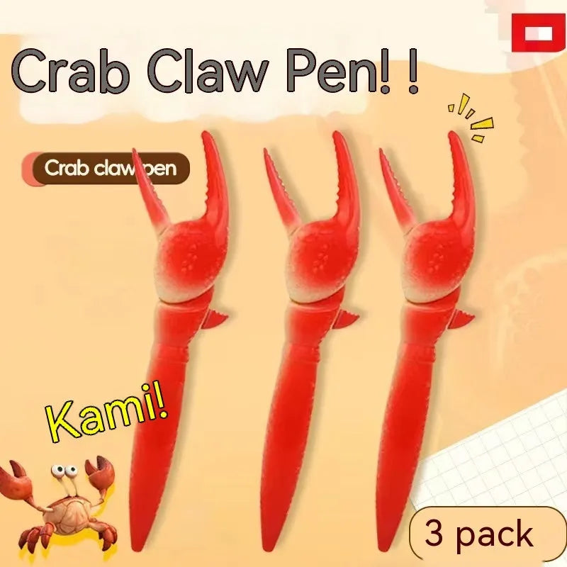 Crab claw pressing ballpoint pen with removable crab toy clip on white background