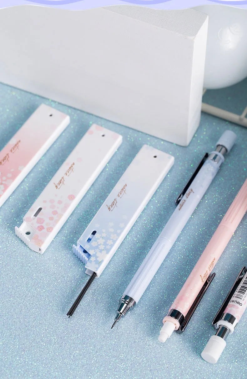 Sakura cartoon design 0.5mm automatic pencil set with three pencils and HB lead refills