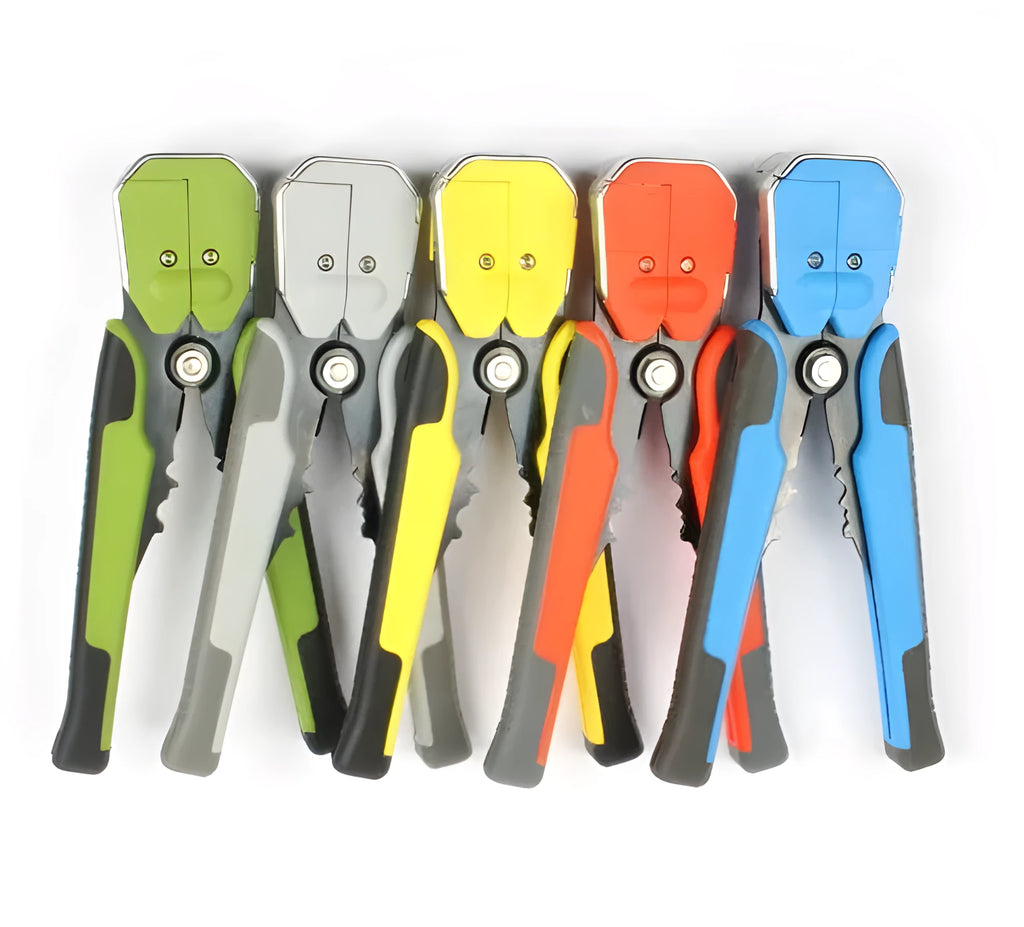 Yellow 3-in-1 automatic wire stripper crimping pliers with alloy steel jaws for 10-24 AWG cables