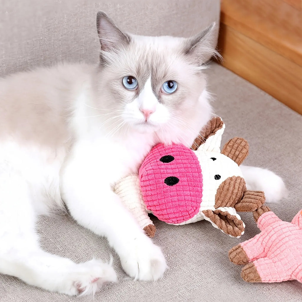 Animal shaped plush dog chew toy with squeaker inside for small and large dogs