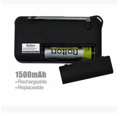 Rolton W405 portable FM radio speaker with MP3 playback in blue colour showing LED display and control buttons