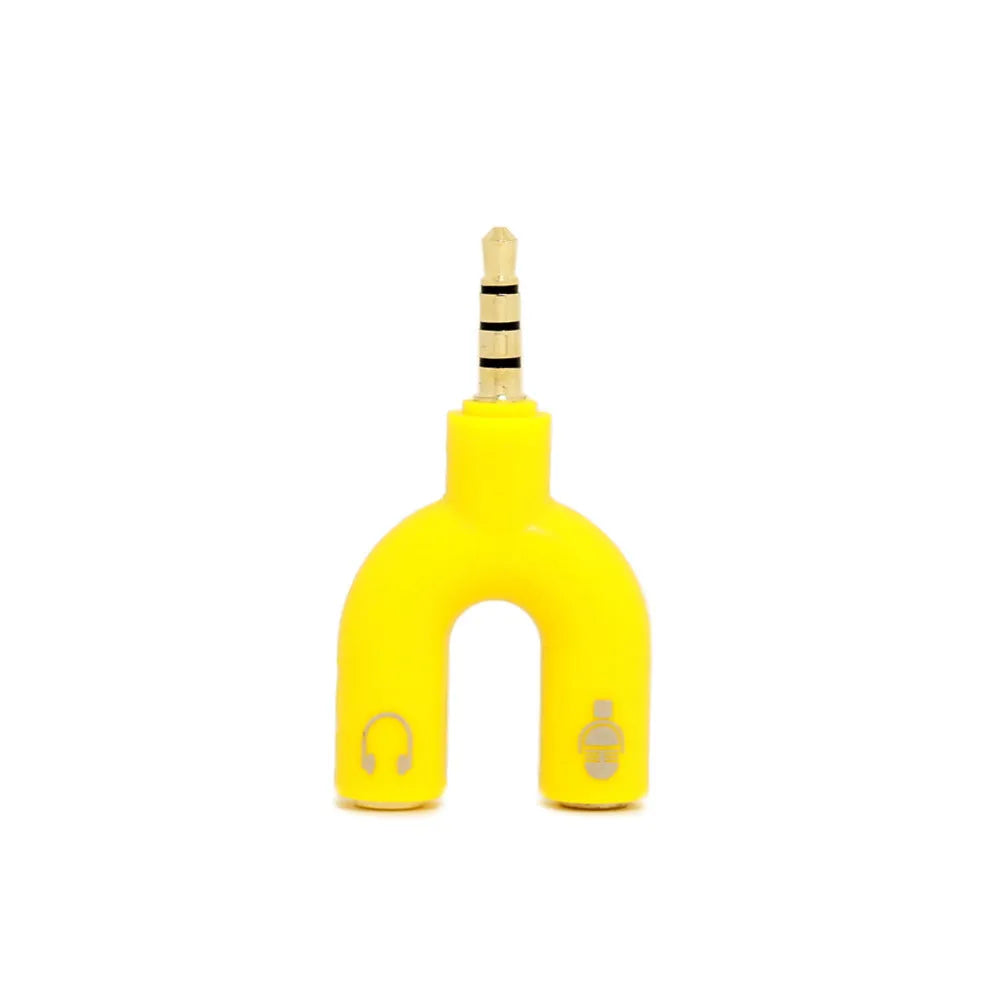 3.5mm audio splitter adapter in multiple colours with gold-plated connections