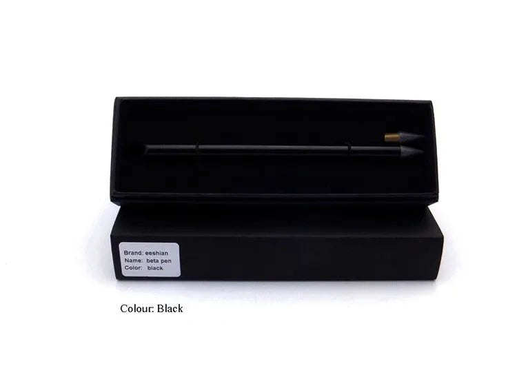 Inkless metal pen with alloy steel nib in choice of five colours including silver, gold, rose gold, black, and blue