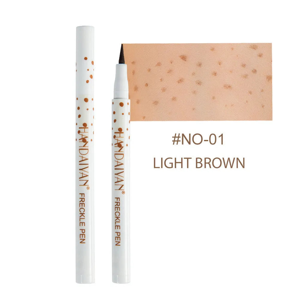 Dark brown waterproof freckle pen with precision tip for creating natural-looking freckles