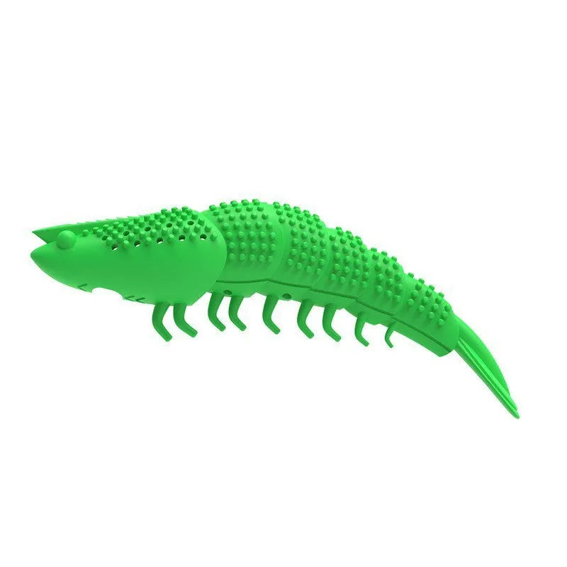 Blue hard rubber catnip toy with 360-degree toothbrush design for dental care and play.