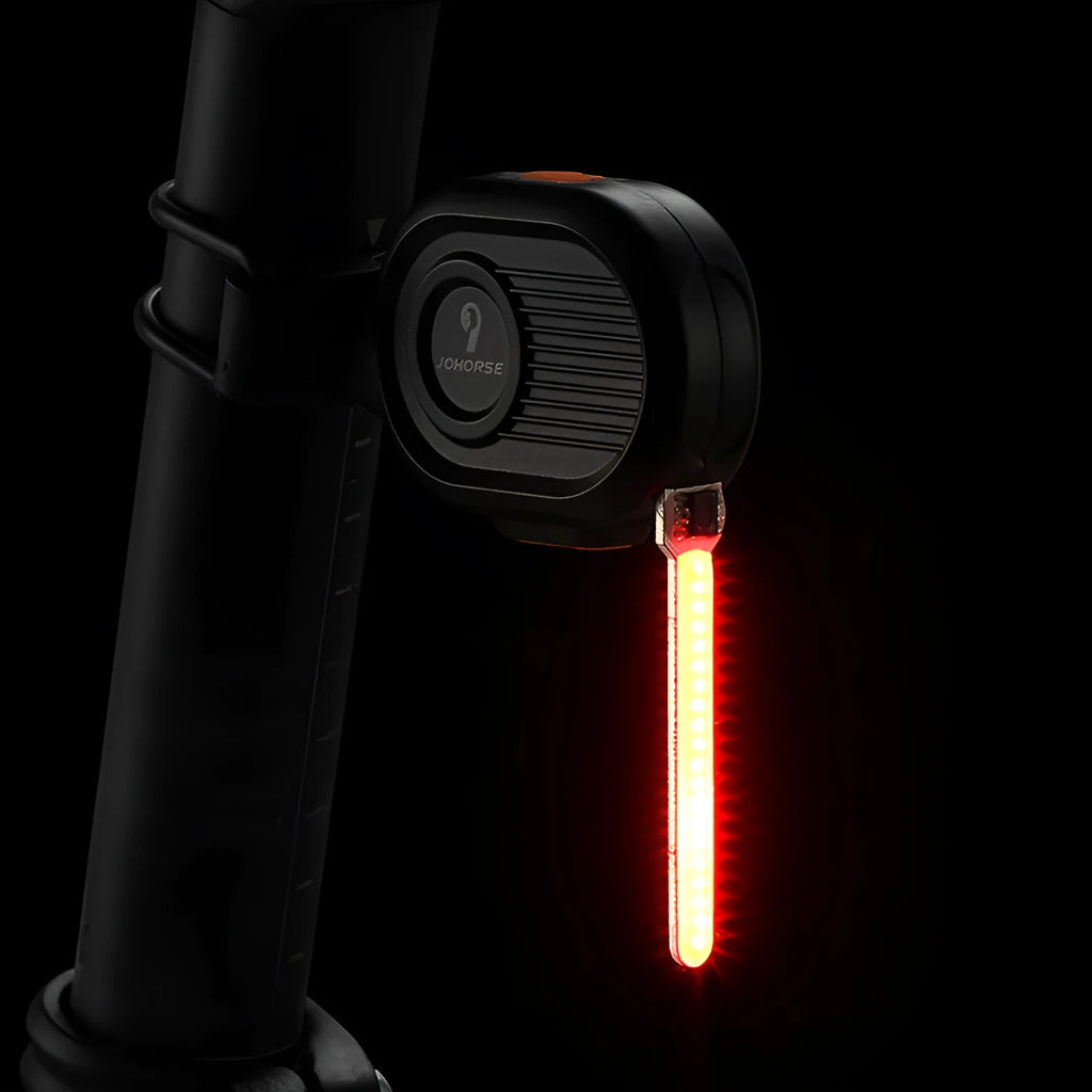 Bicycle running water taillight showing waterfall lighting effect in choice of colours