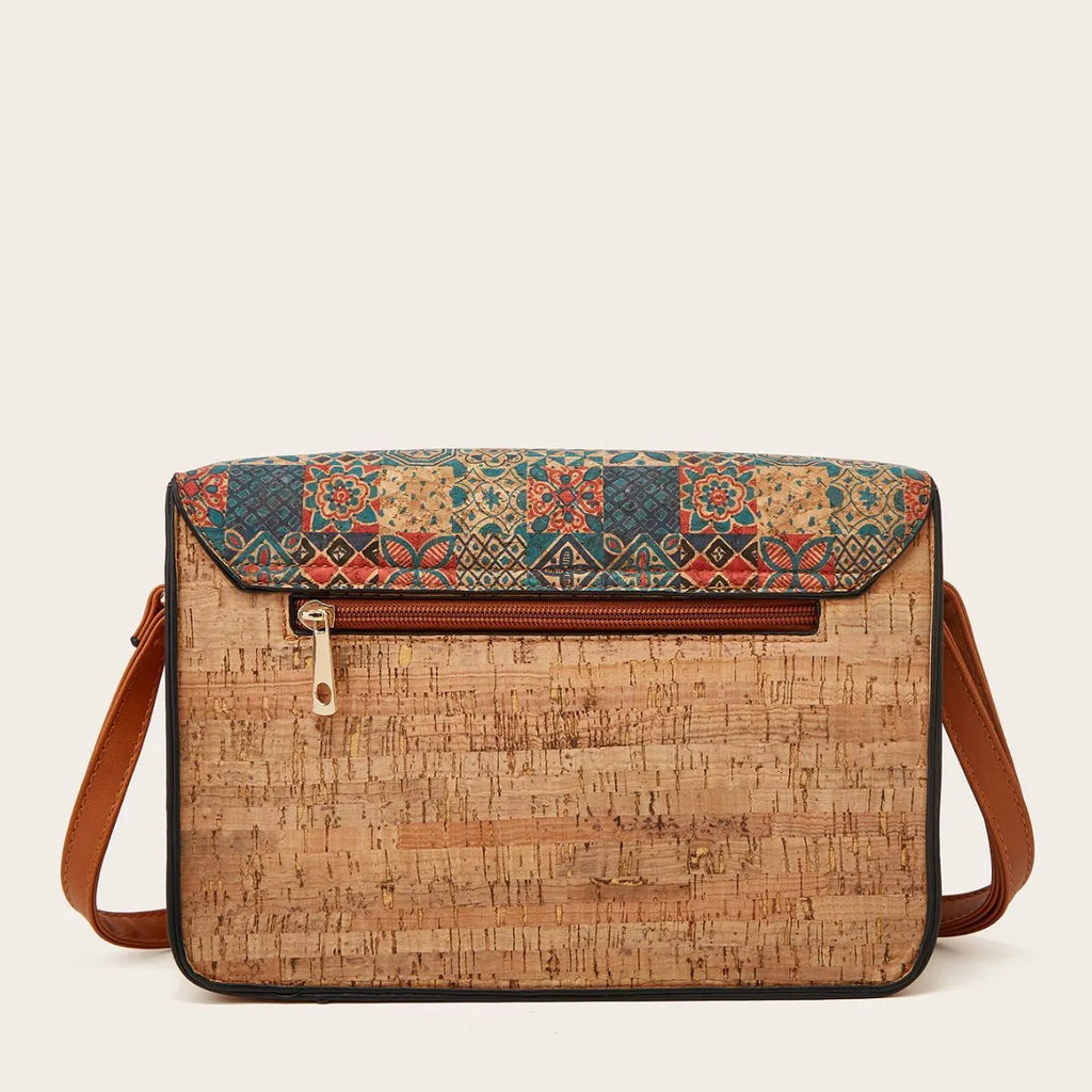 Women's printed PU crossbody bag in large capacity design with adjustable single strap