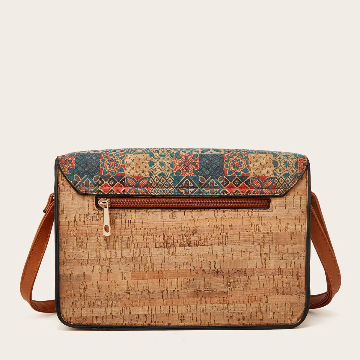 Women's printed PU crossbody bag in large capacity design with adjustable single strap