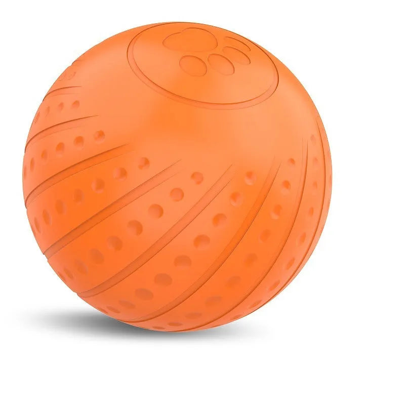 Bite-resistant rubber dog toy ball in blue, green or orange with automatic or remote control version