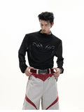 Men's black slim-fit long sleeve mesh shirt, a base layer made from polyester and spandex fabric.