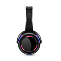 Black silent disco wireless headphones with head-mounted design and 3.5mm connection cable