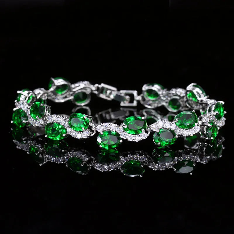 Copper plated 18K gold geometric bracelet with micro inlay AAA zircon stones in white gold colour