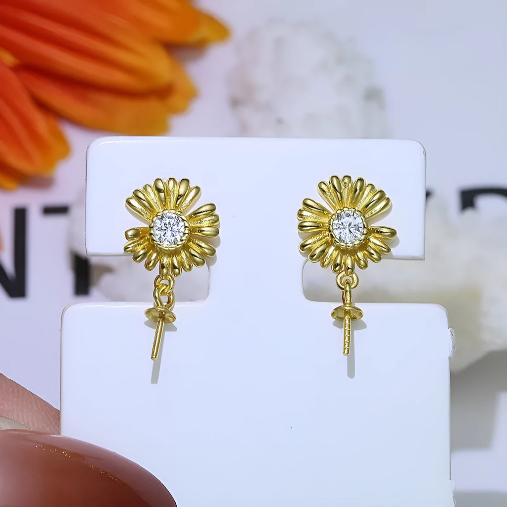 S925 sterling silver baroque flower earring components and ring holder material for DIY jewellery making.