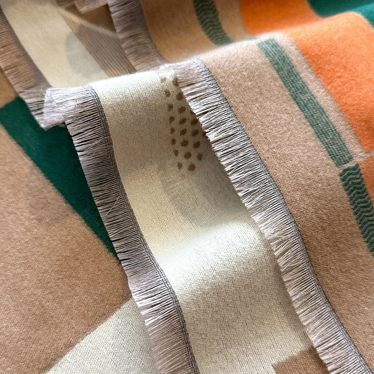 Imitation cashmere shawl scarf in a choice of colours, shown at its 185cm by 65cm size.