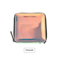Short Korean-style folding wallet in PU leather showing three colour options