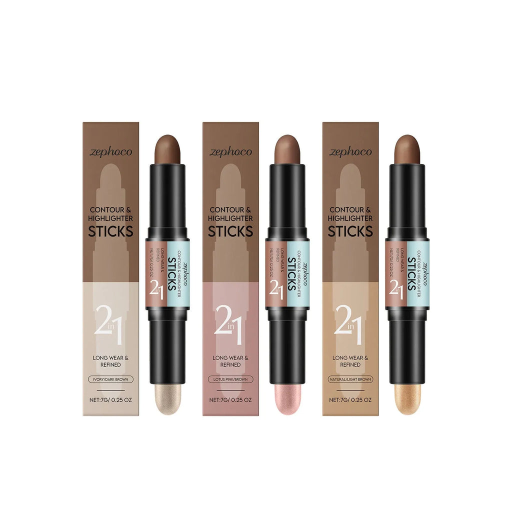 A 2-in-1 makeup highlighter and repair pen shown in one of three natural colour options.
