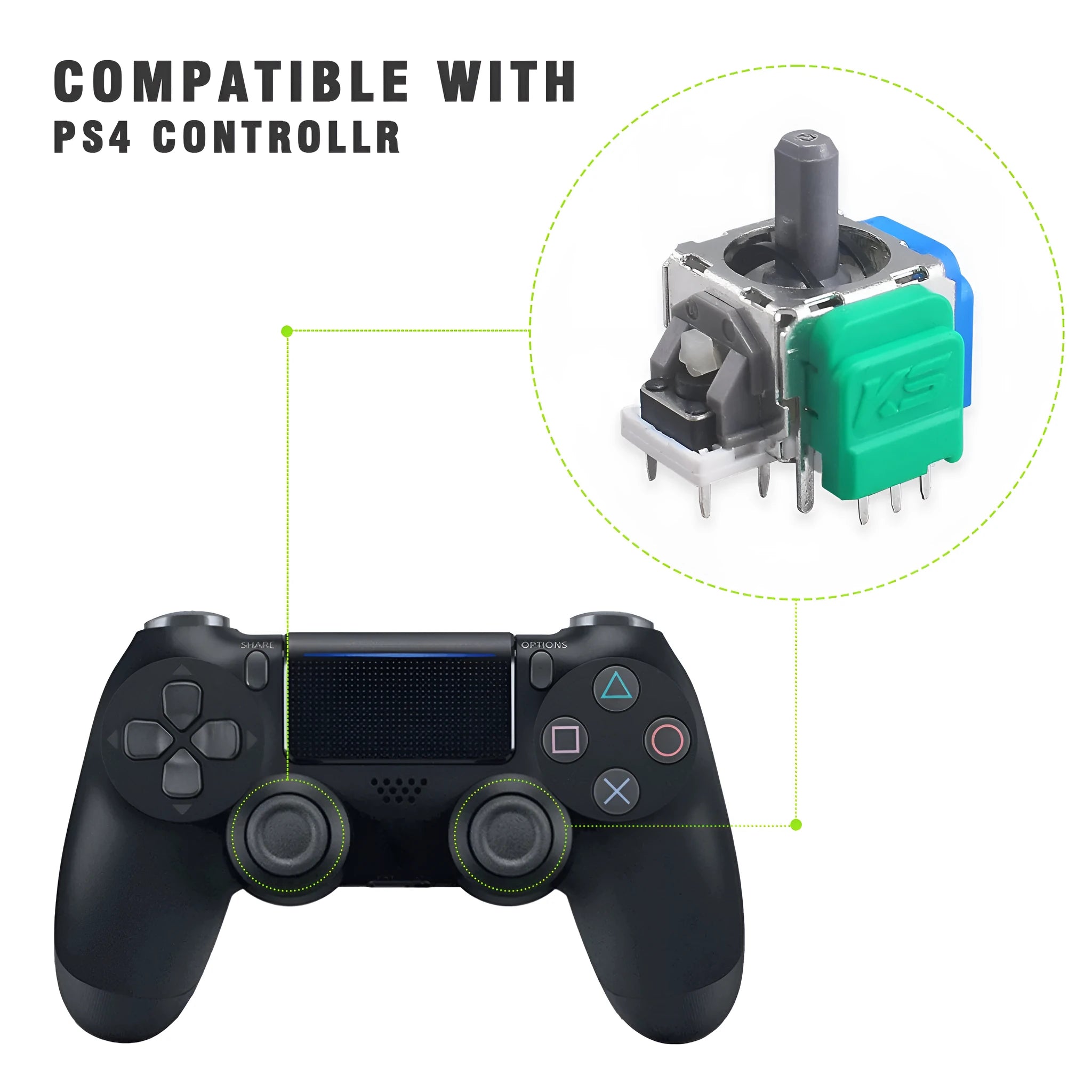 Hall effect electromagnetic joystick replacement module for PS5 PS4 XBOX and Nintendo Switch gamepad controllers.