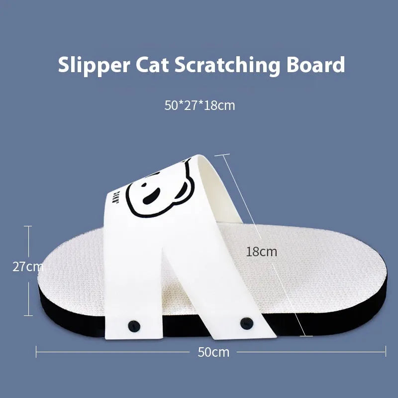 White corrugated paper cat scratch board with slipper-style design for furniture protection