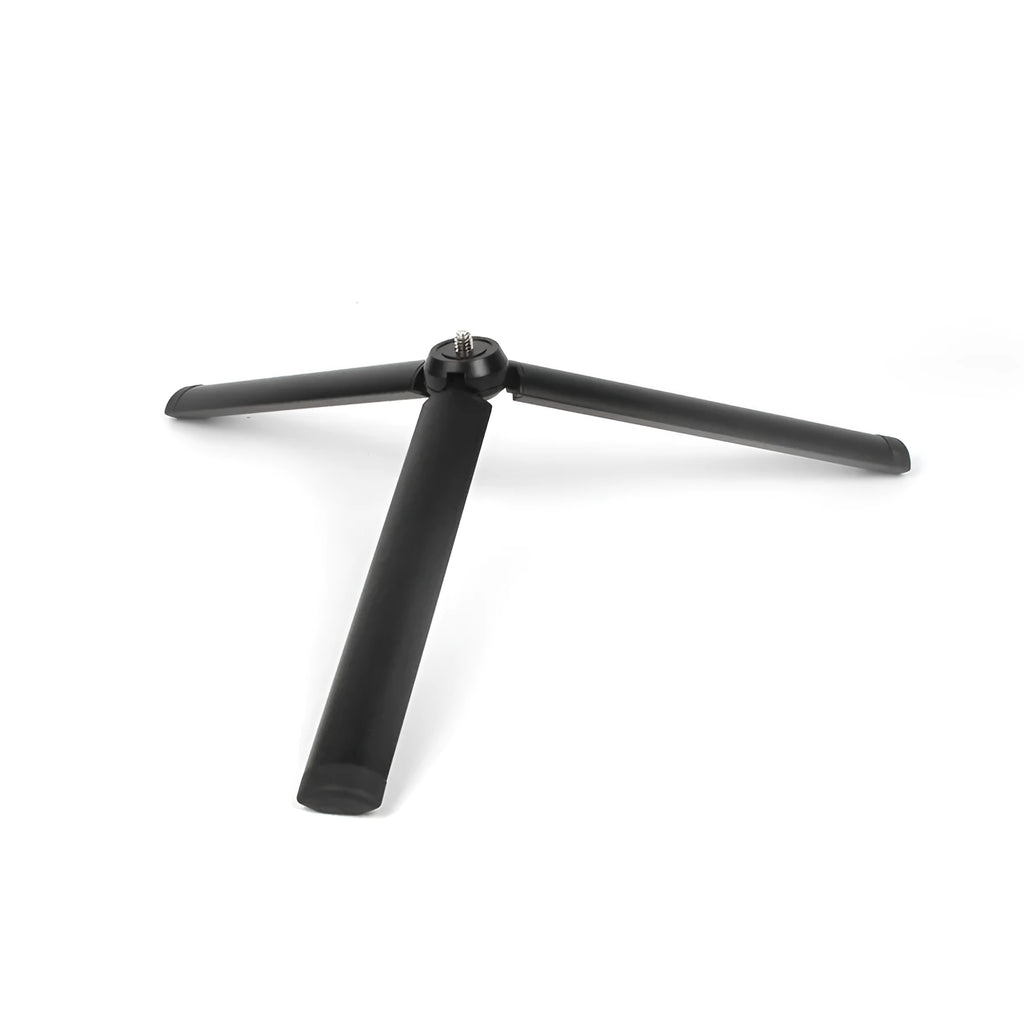 Black aluminium alloy PTZ mobile phone tripod stabiliser mounted with an iPhone.