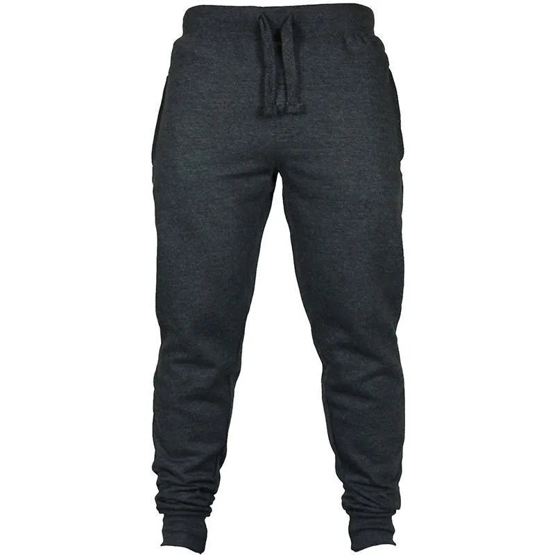 Men's solid colour drawstring waist fleece casual trousers in loose fit style
