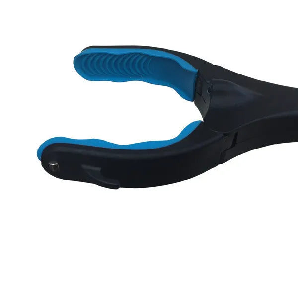 Blue foldable portable pickup tool with telescopic aluminium tube extended to 83.5cm for waste collection