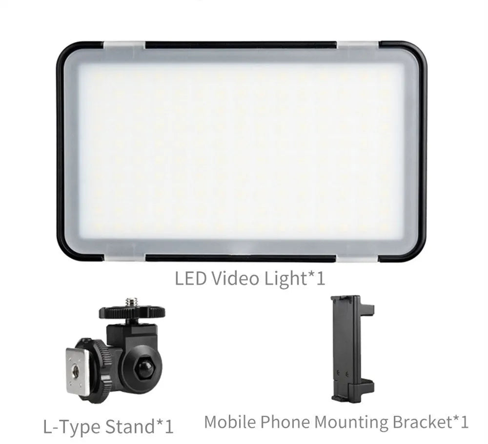 Shenniu M150 ultra-thin silver LED video light mounted on a smartphone showing its slim profile