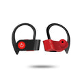 Black wireless Bluetooth V5.0 headphones with ergonomic earpieces and a charging case.
