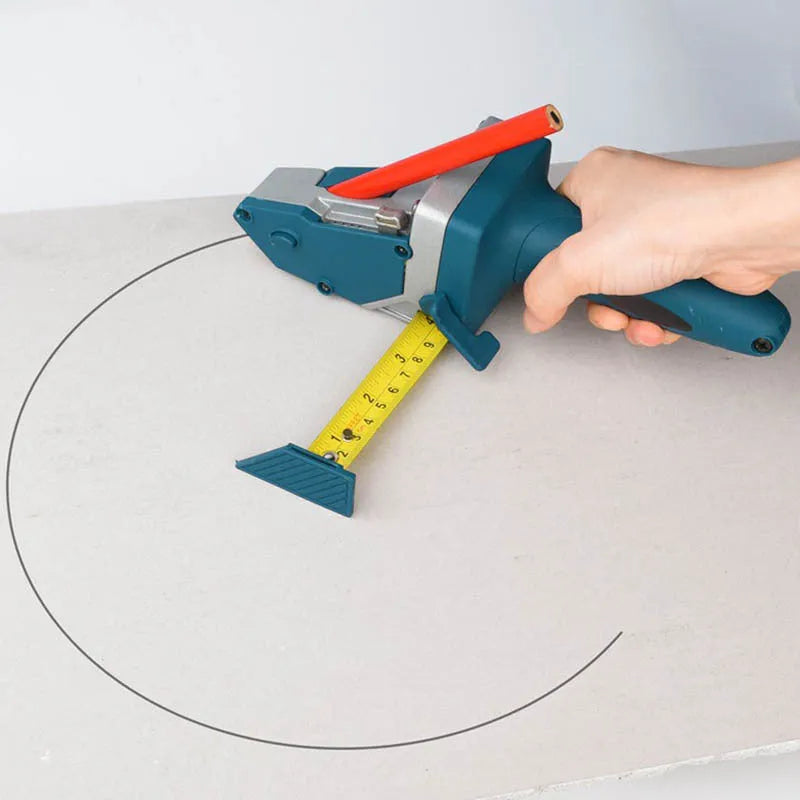 Blue multifunctional woodworking cutter tool with one-press lock and scale for cutting boards