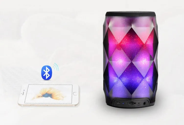 Black crystal diamond-cut Coca-Cola can shaped Bluetooth speaker lantern with colourful lights.