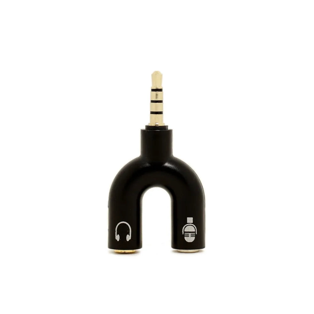 3.5mm audio splitter adapter in multiple colours with gold-plated connections
