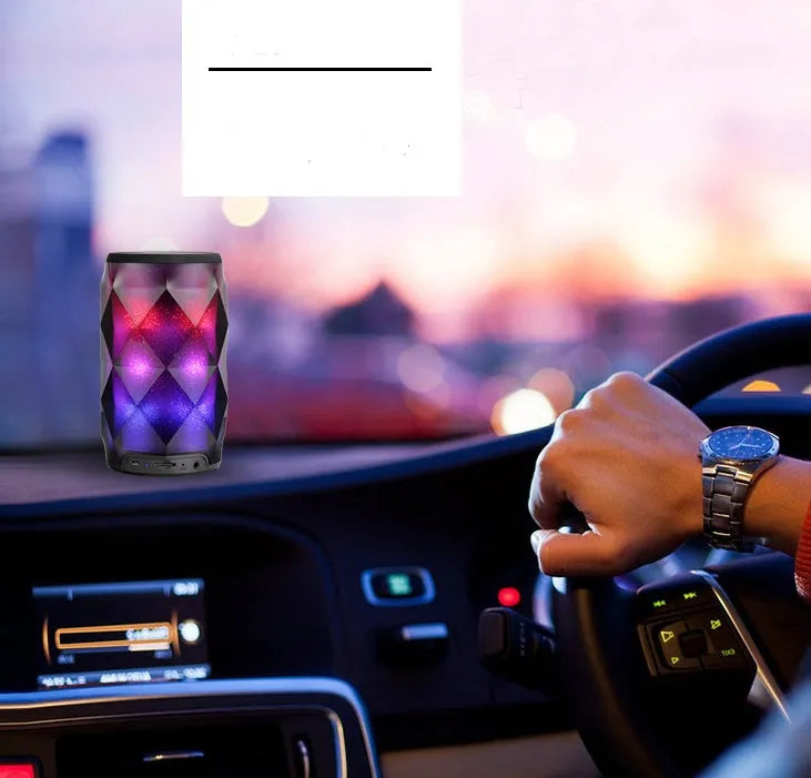 Black crystal diamond-cut Coca-Cola can shaped Bluetooth speaker lantern with colourful lights.