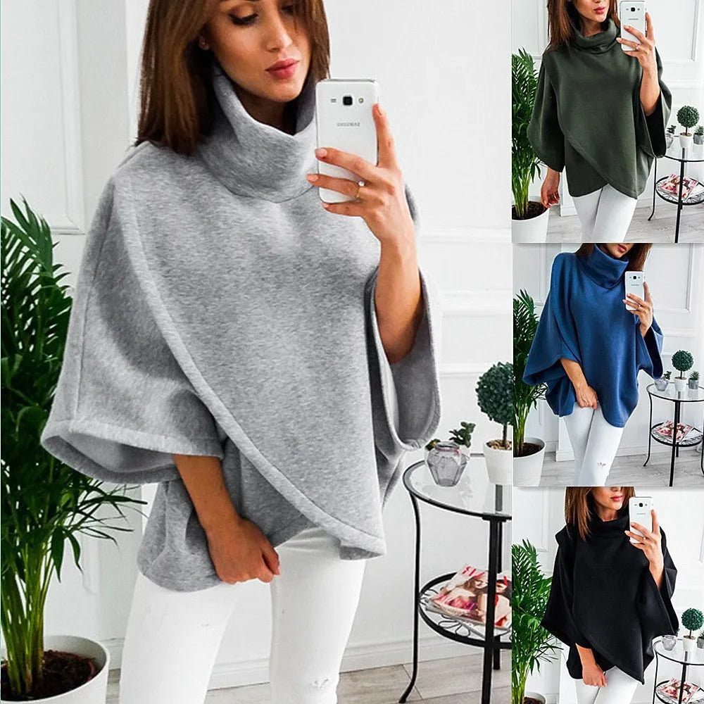 Women's long black cardigan sweatshirt with fake two-piece design and three-button closure