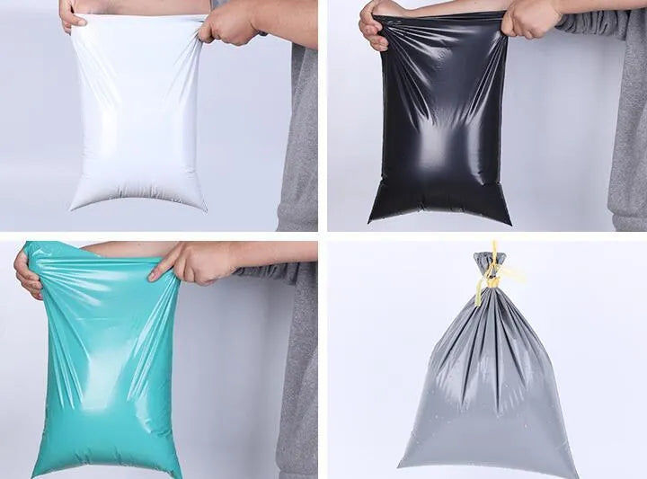 PE courier clothing bags with adhesive seals in multiple sizes and colours